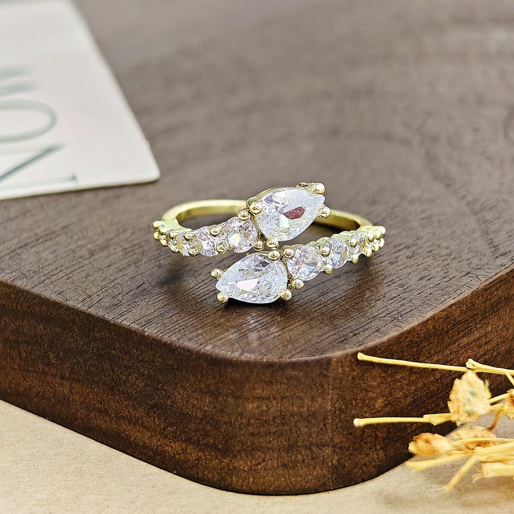 Classy Marquise Zirconia Snake Bypass Ring