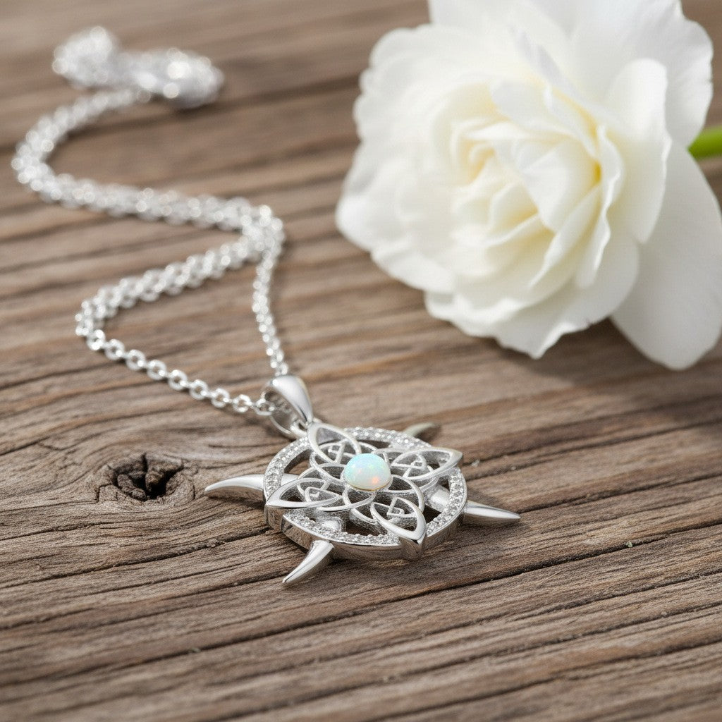 Classy Opal Celtic Knot Necklace