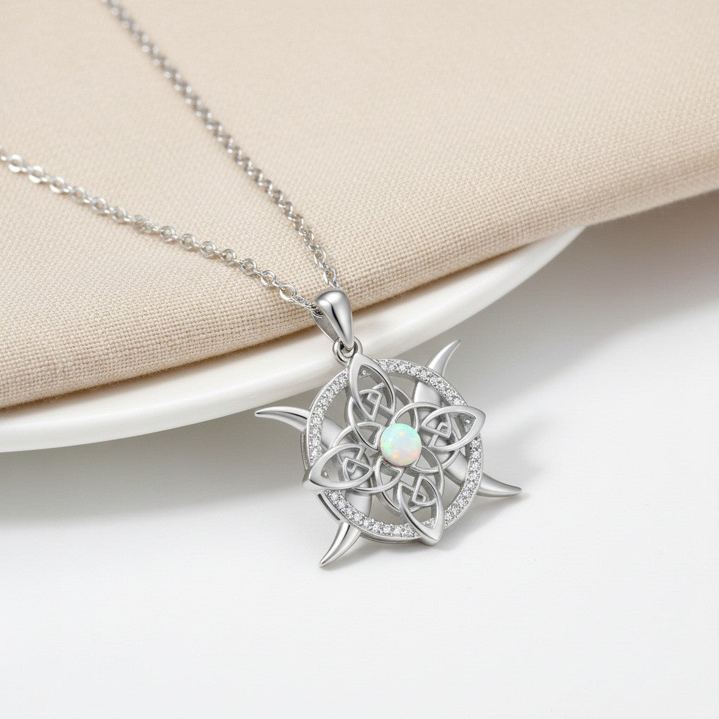 Classy Opal Celtic Knot Necklace
