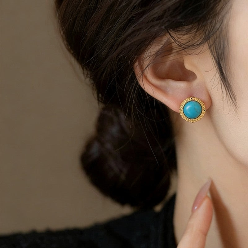Boho Turquoise Floral Huggie Earring Set