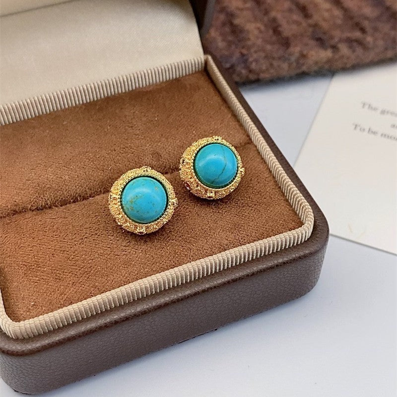 Boho Turquoise Floral Huggie Earring Set