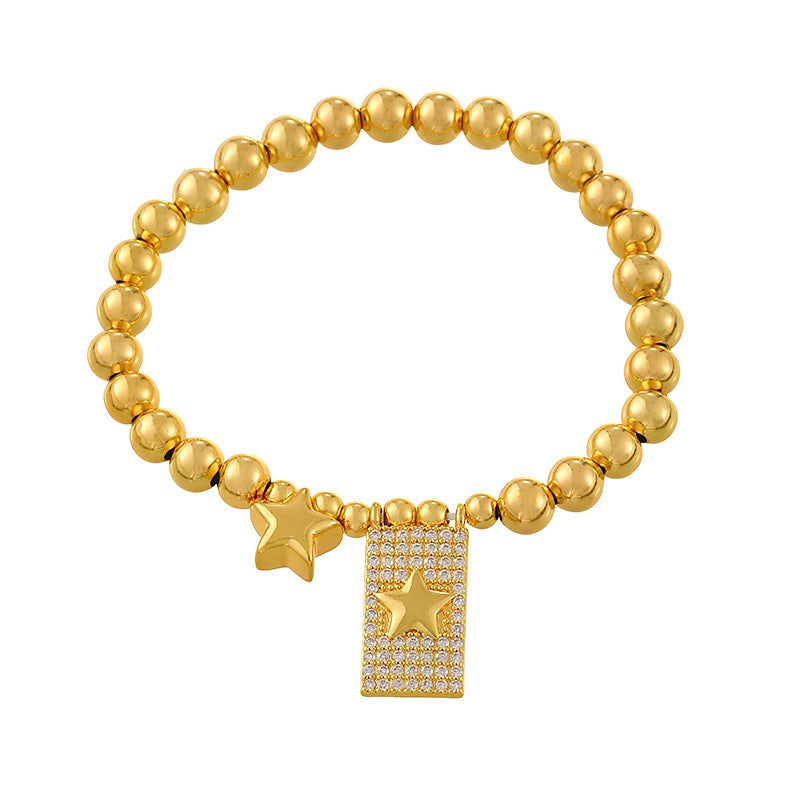 Classy Pave Cross & Heart Tag Bracelet