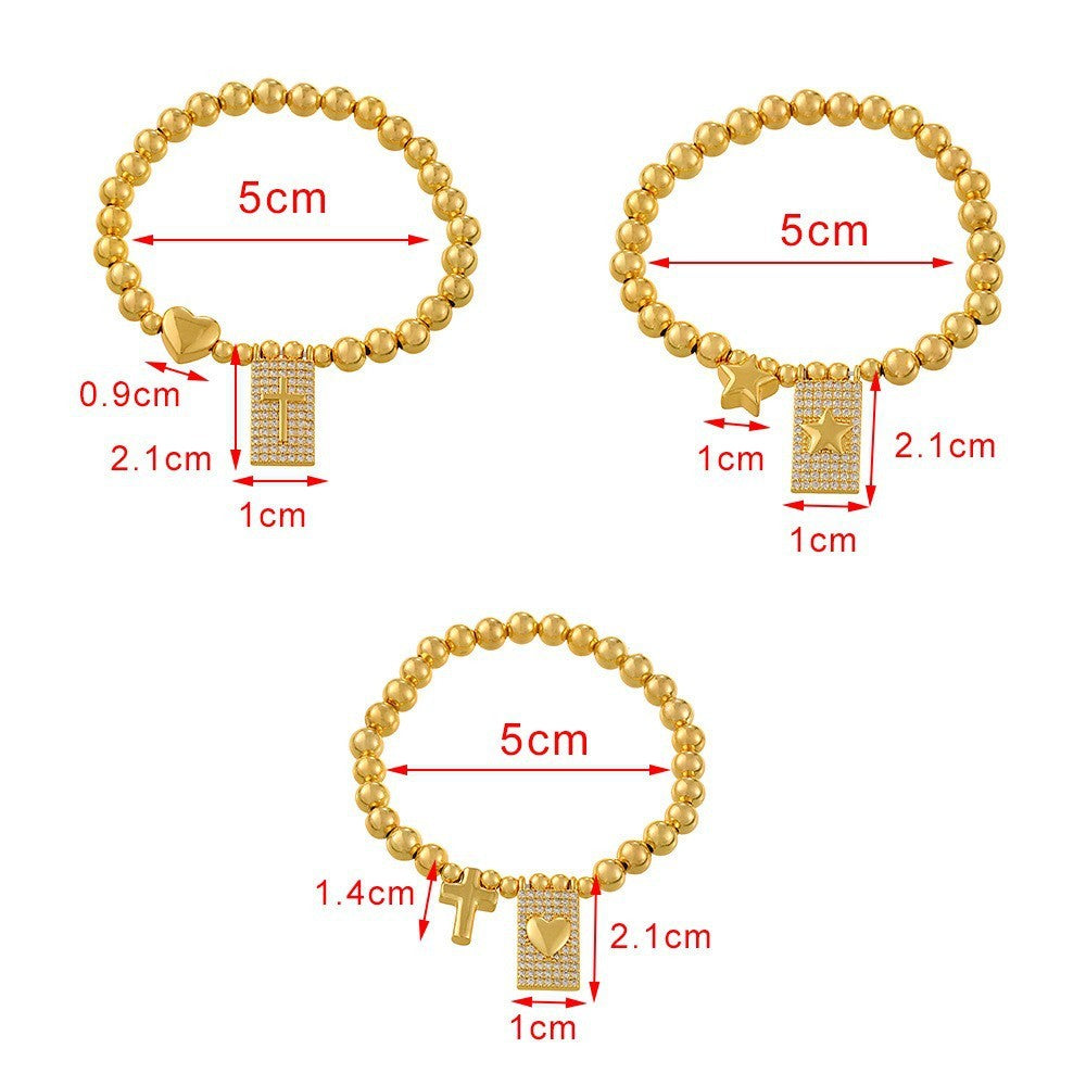 Classy Pave Cross & Heart Tag Bracelet
