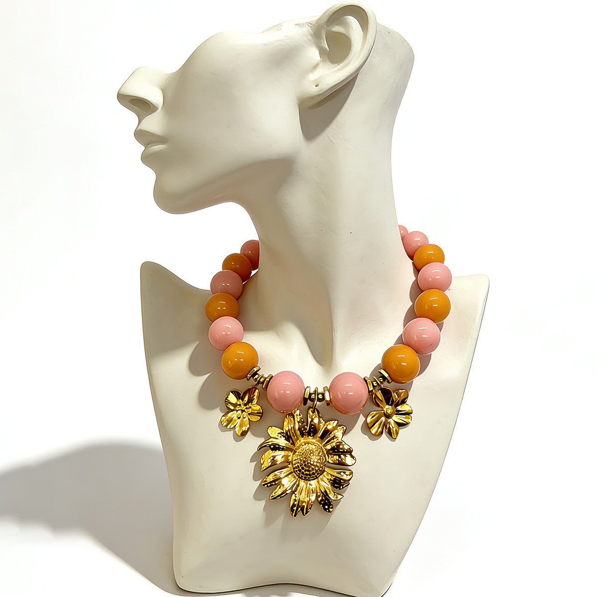 18k Boho Floral Beaded Statement Necklace