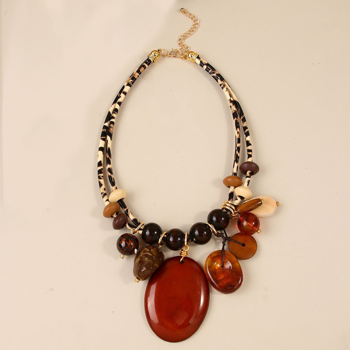Boho Multi-Strand Resin Statement Necklace