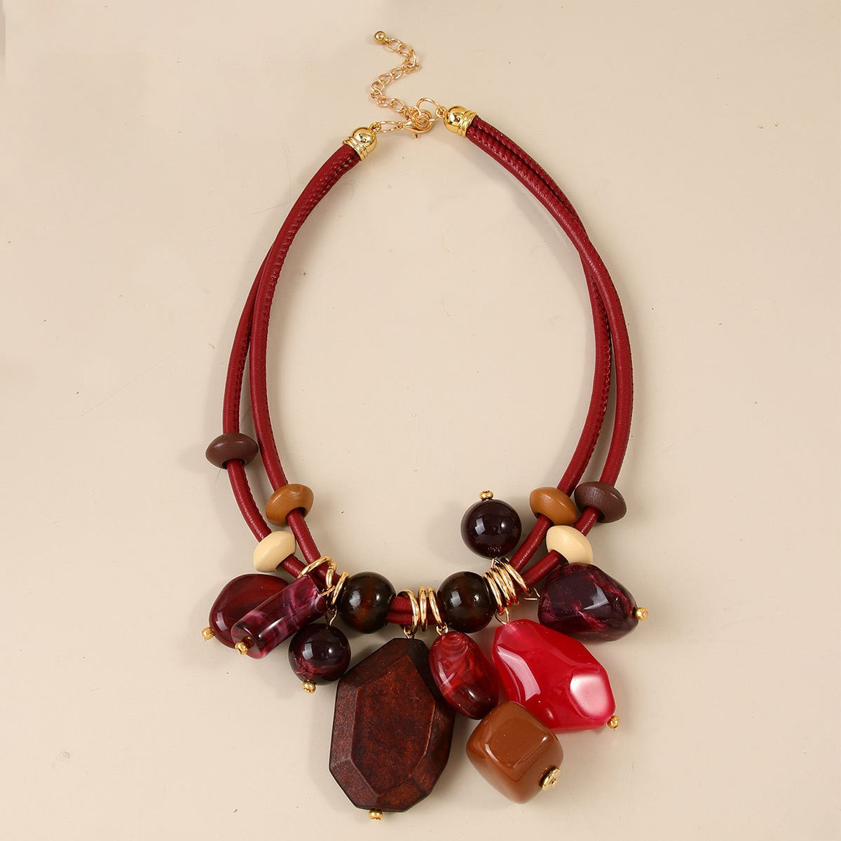 Boho Multi-Strand Resin Statement Necklace