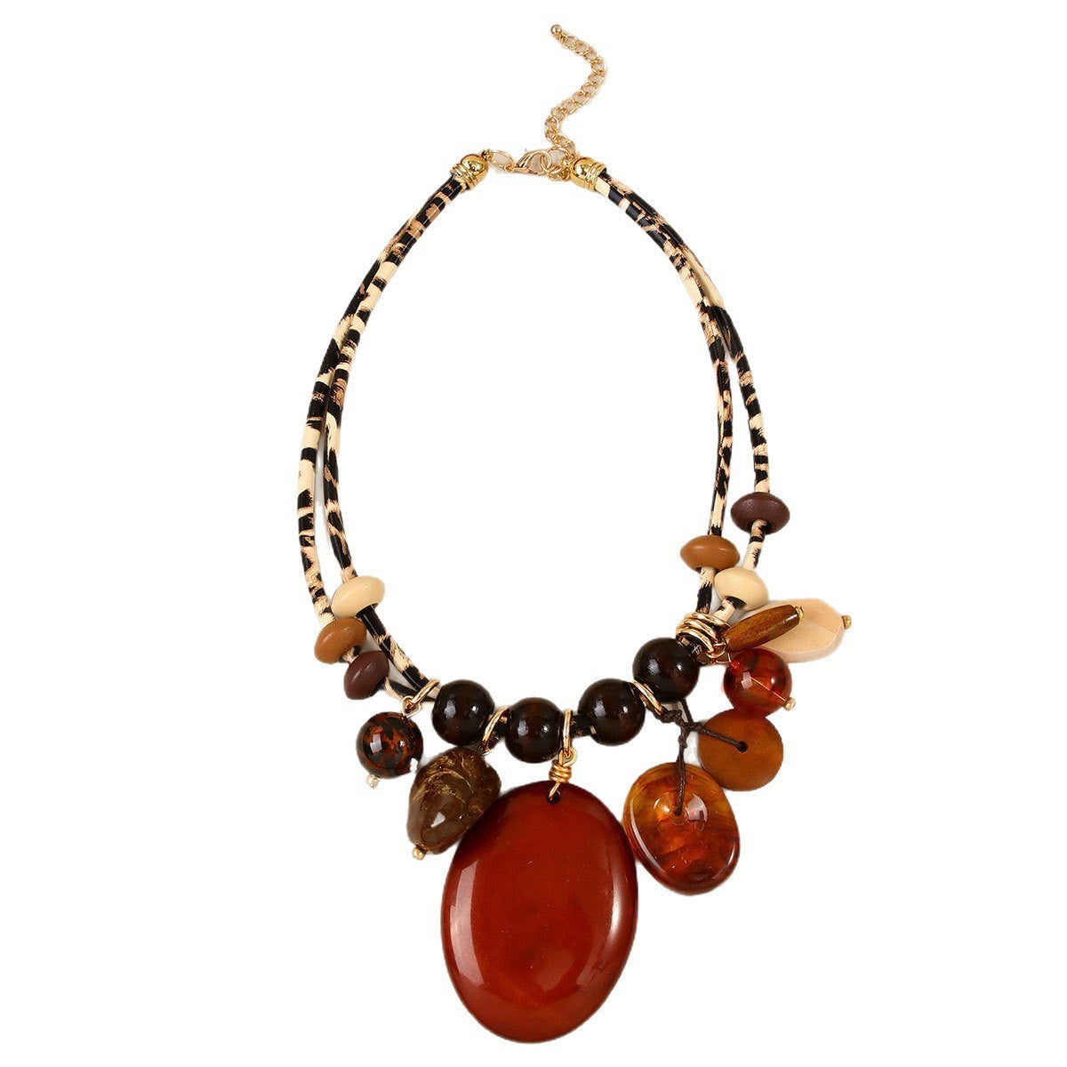 Boho Multi-Strand Resin Statement Necklace