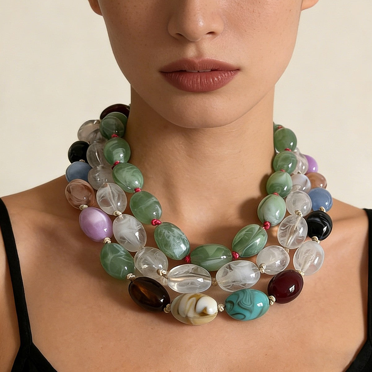 Boho Multicolor Resin Bead Necklace
