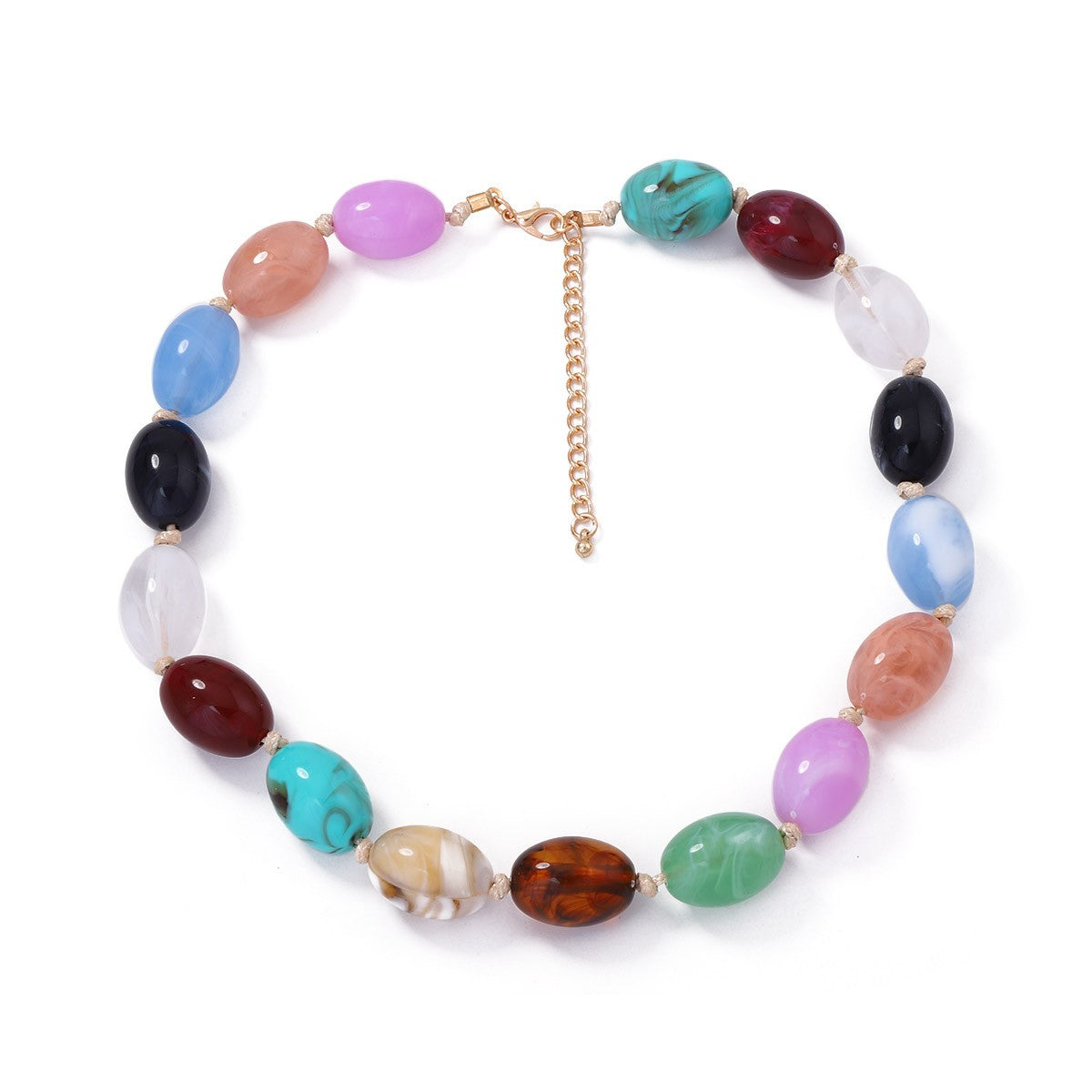 Boho Multicolor Resin Bead Necklace
