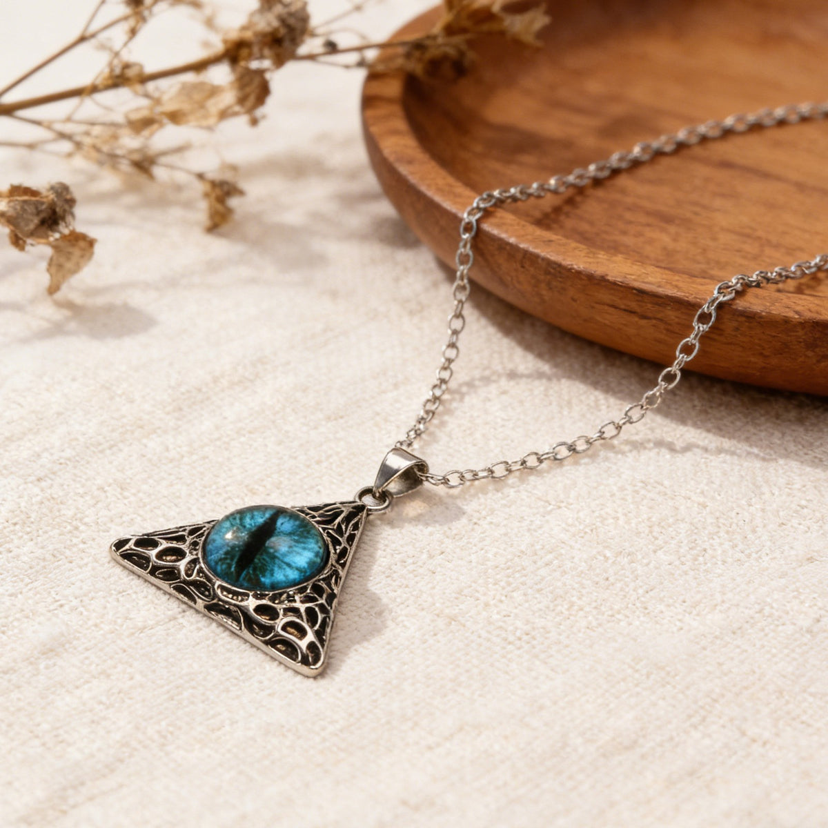Vintage Blue Eye Triangle Necklace