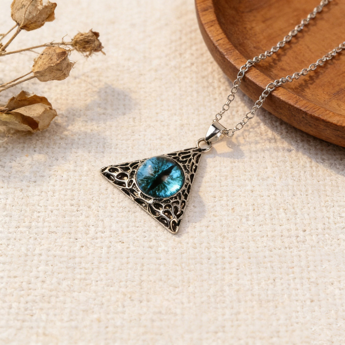 Vintage Blue Eye Triangle Necklace