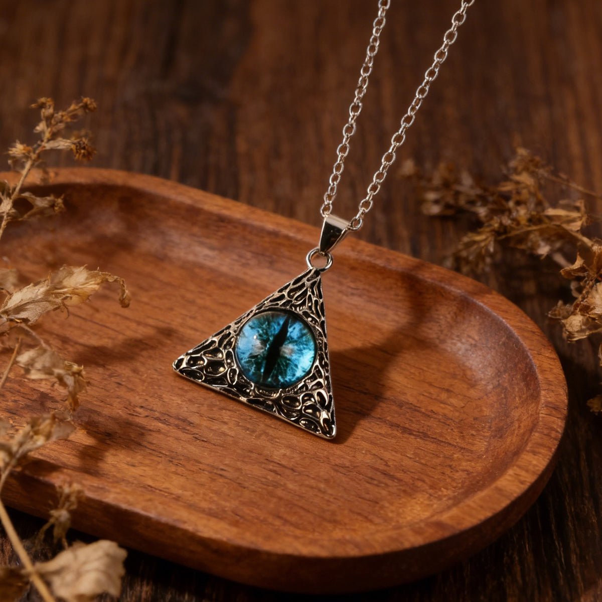 Vintage Blue Eye Triangle Necklace