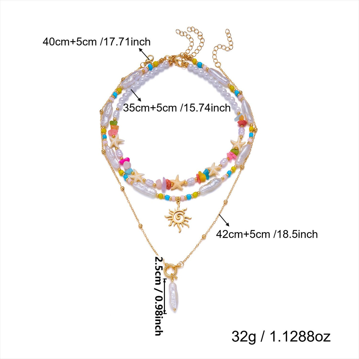 Boho Layered Shell & Starfish Necklace Set