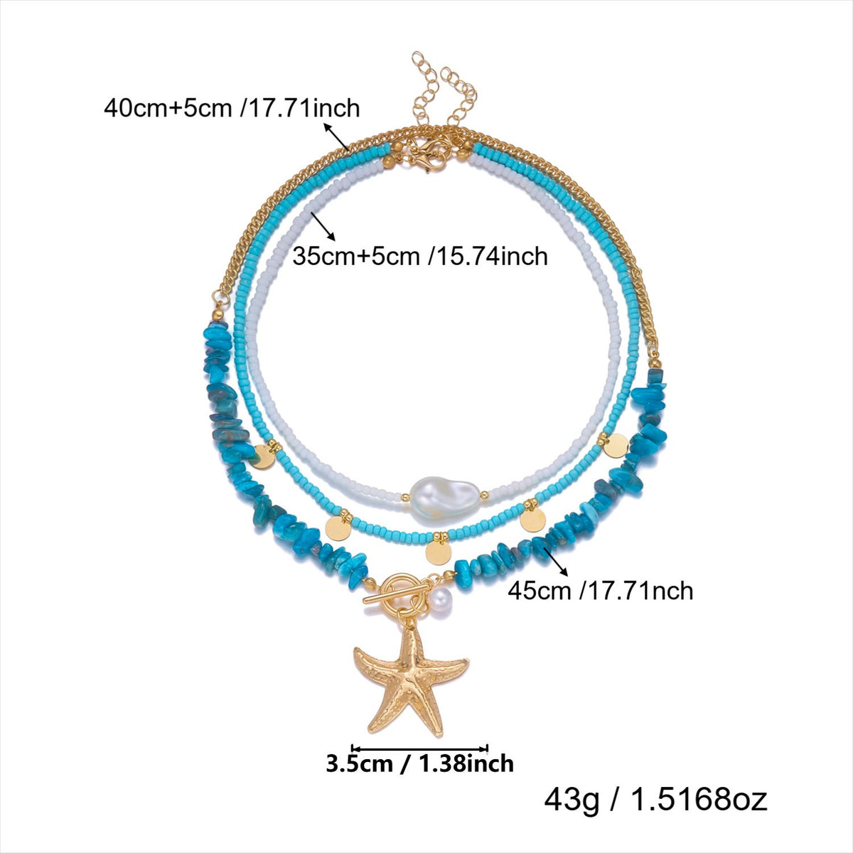 Boho Layered Shell & Starfish Necklace Set