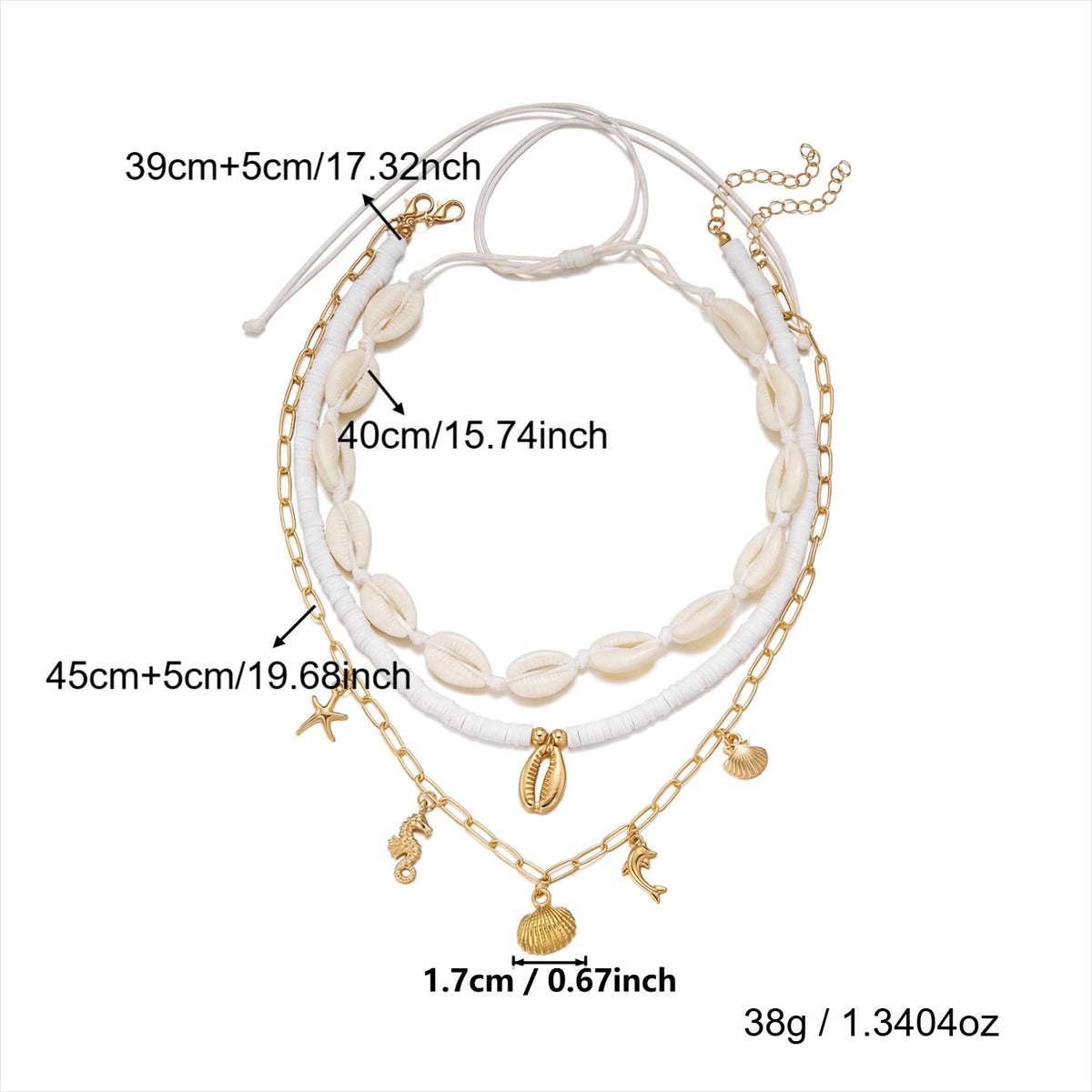 Boho Layered Shell & Starfish Necklace Set