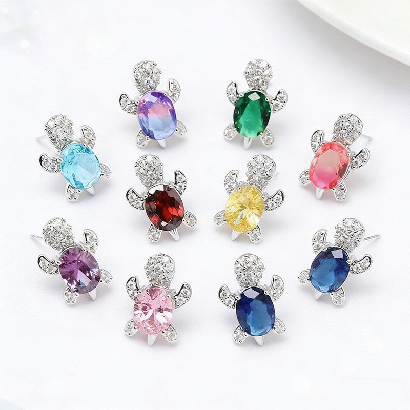 Dainty Crystal Turtle Stud Earrings