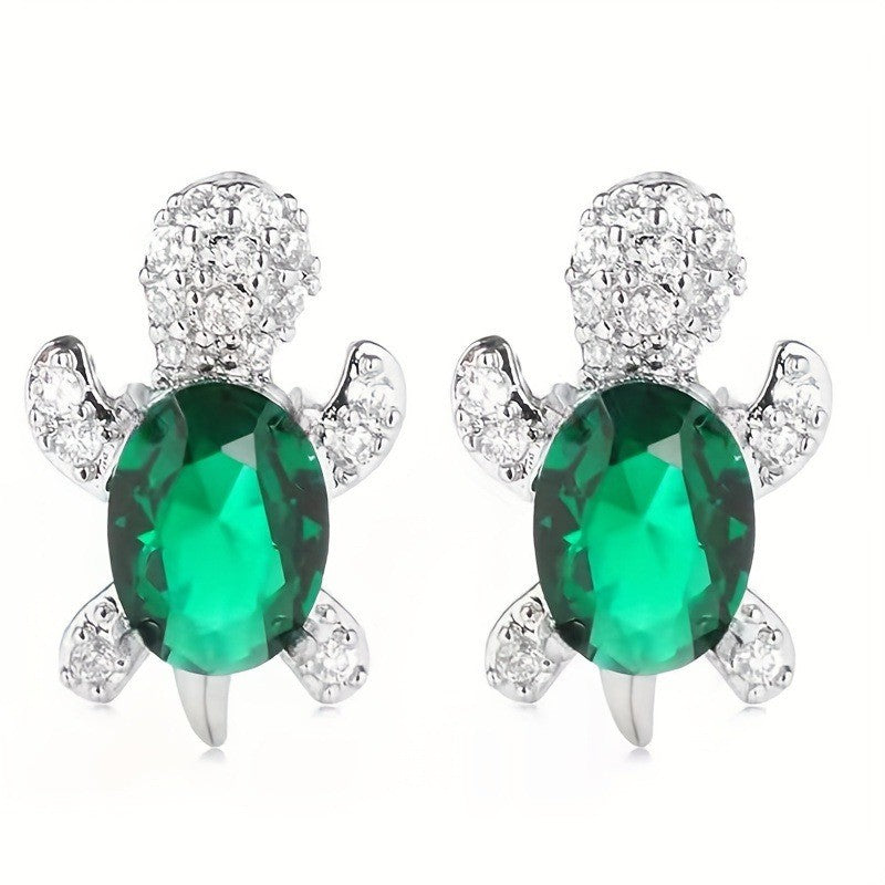 Dainty Crystal Turtle Stud Earrings