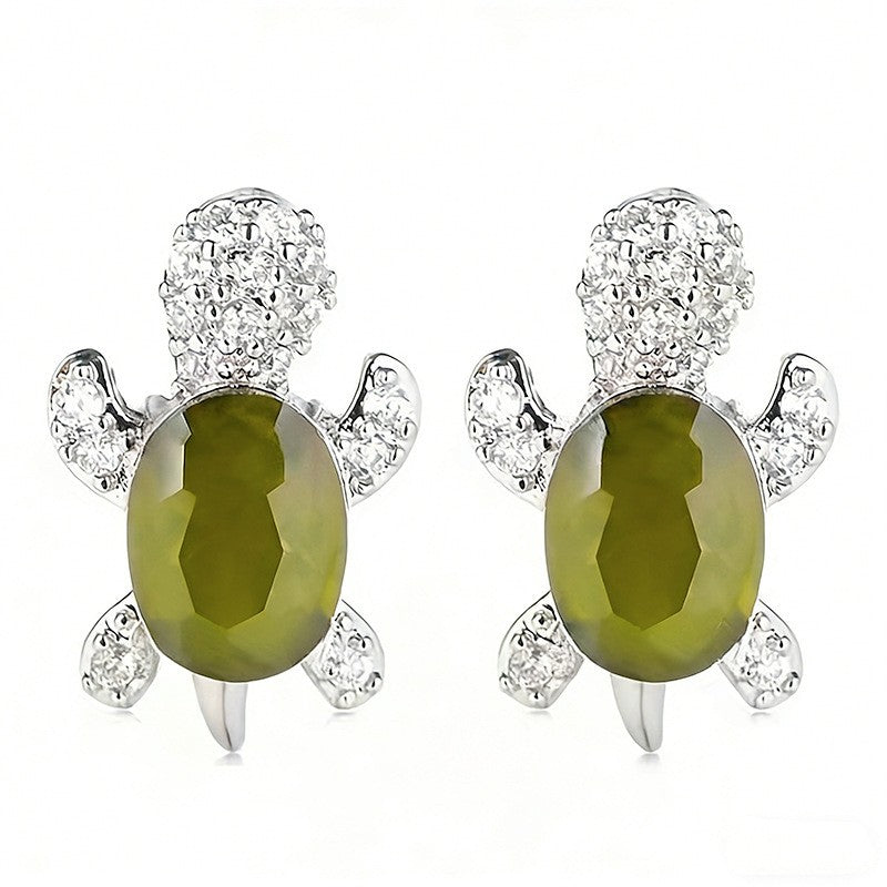 Dainty Crystal Turtle Stud Earrings