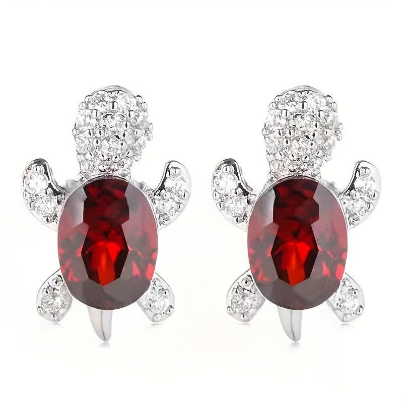 Dainty Crystal Turtle Stud Earrings