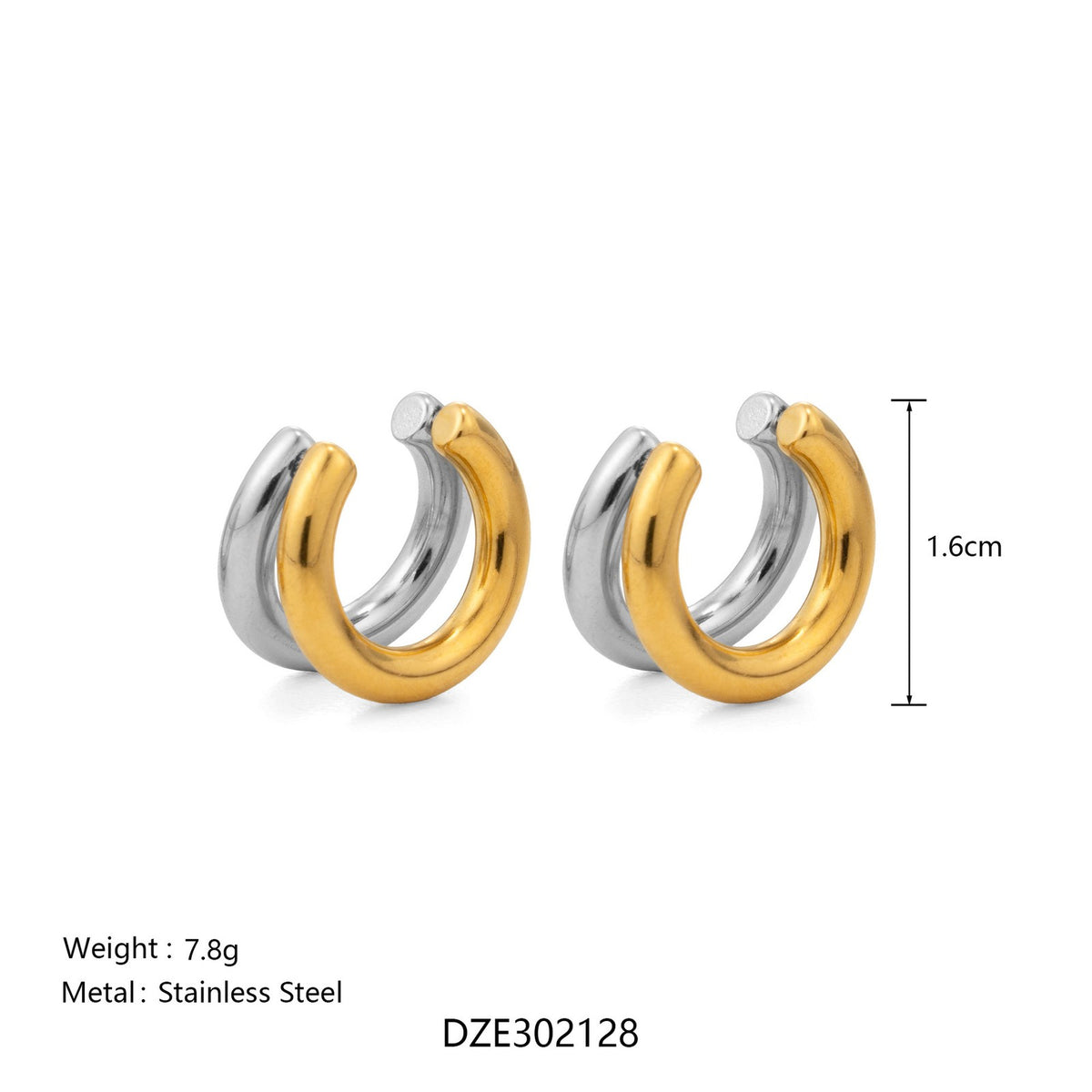 18k Classy Two Tone Double Band Ear Cuff