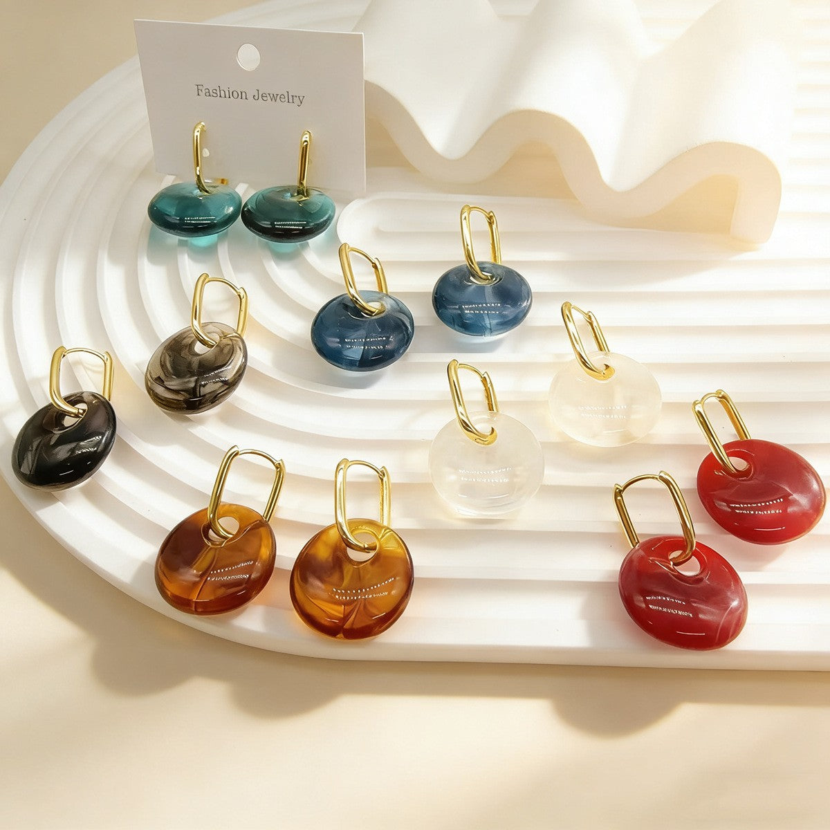 Classy Geometric Resin Drop Earrings