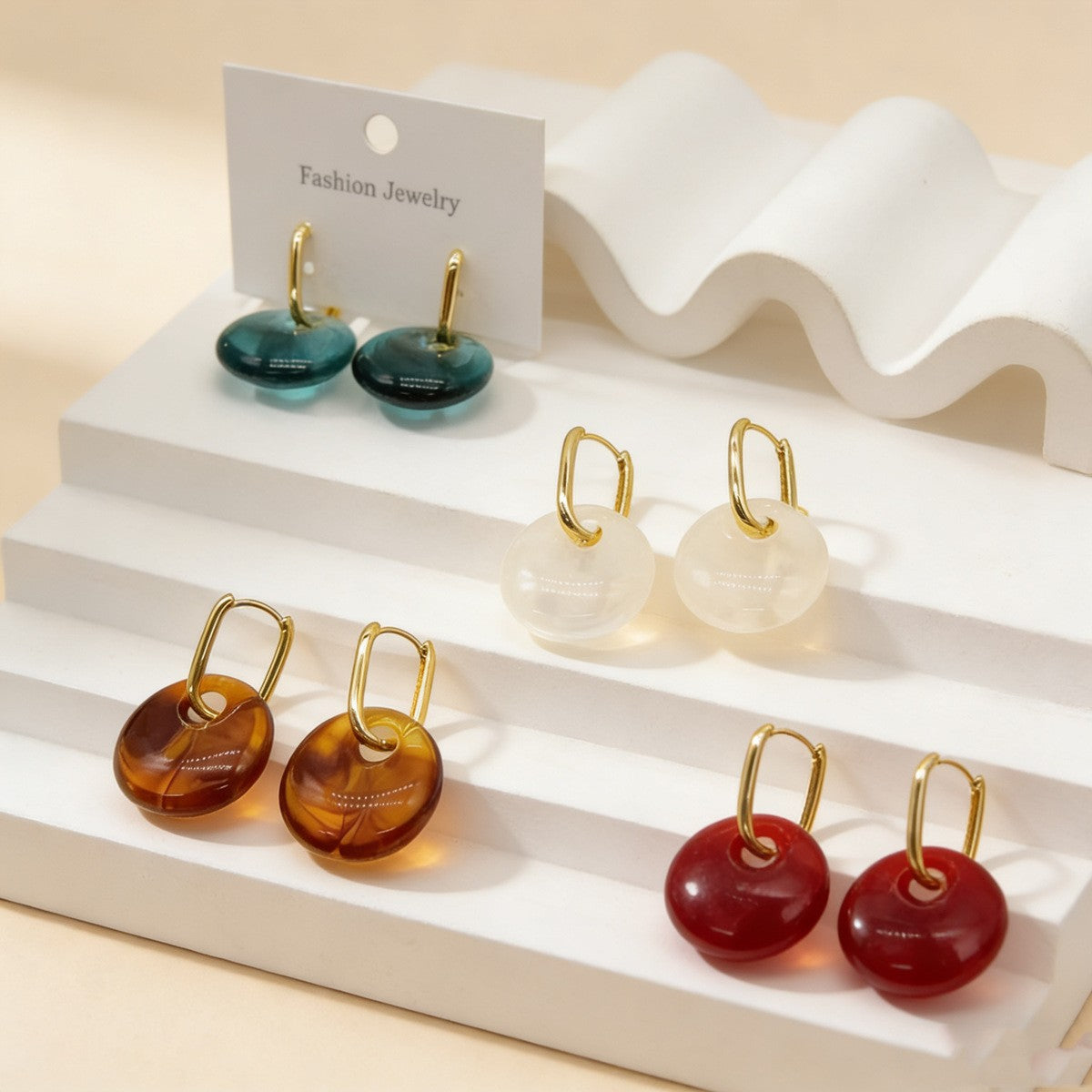 Classy Geometric Resin Drop Earrings
