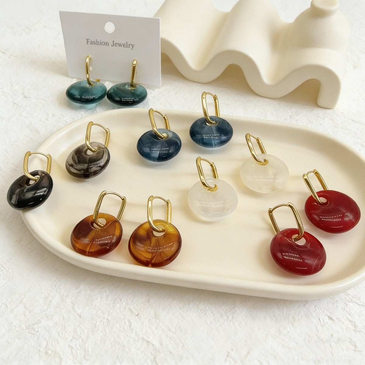 Classy Geometric Resin Drop Earrings