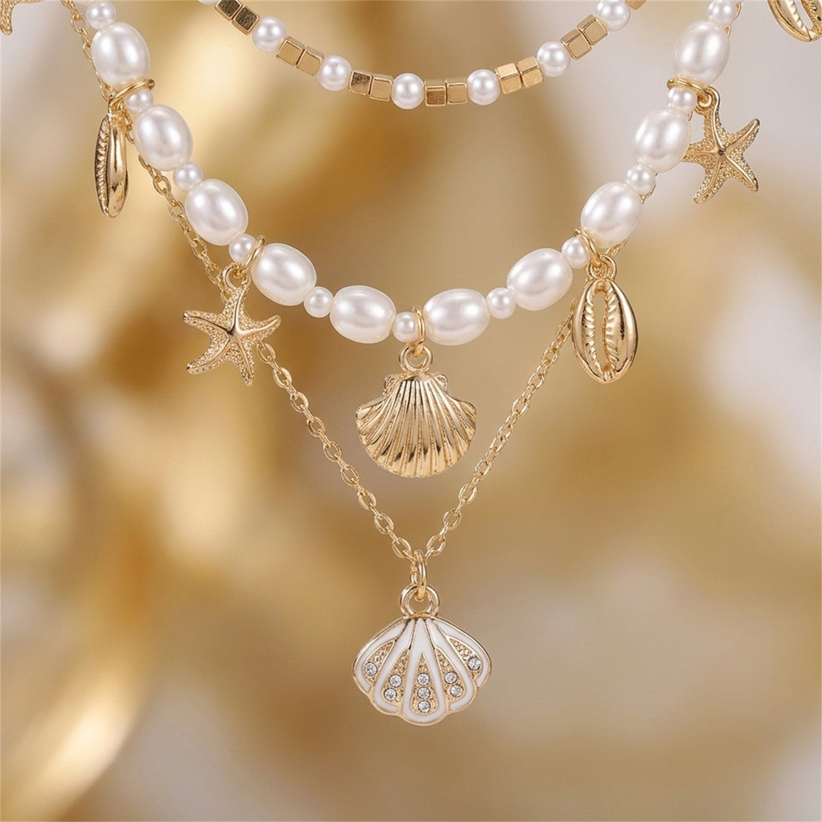 Boho Layered Starfish & Shell Necklace