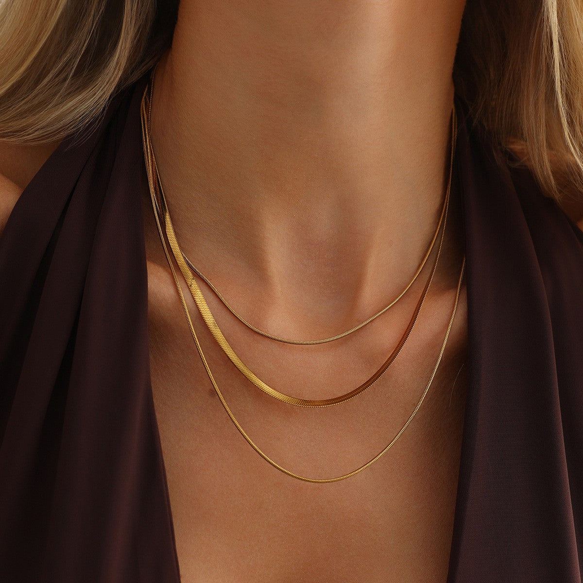 Classy Layered Snake & Figaro Chain Necklace