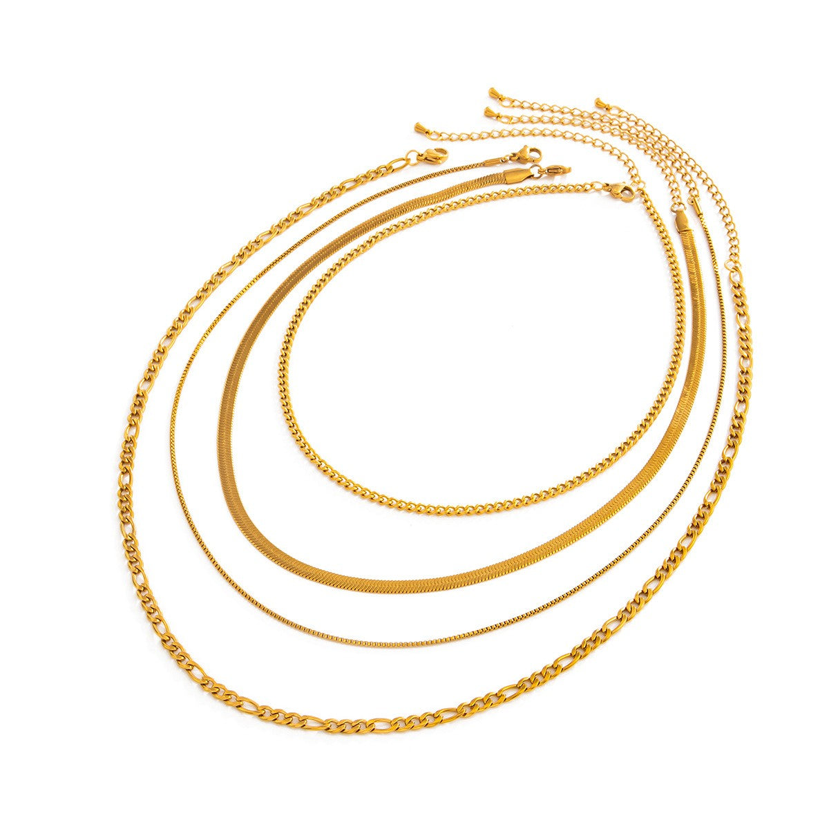Classy Layered Snake & Figaro Chain Necklace