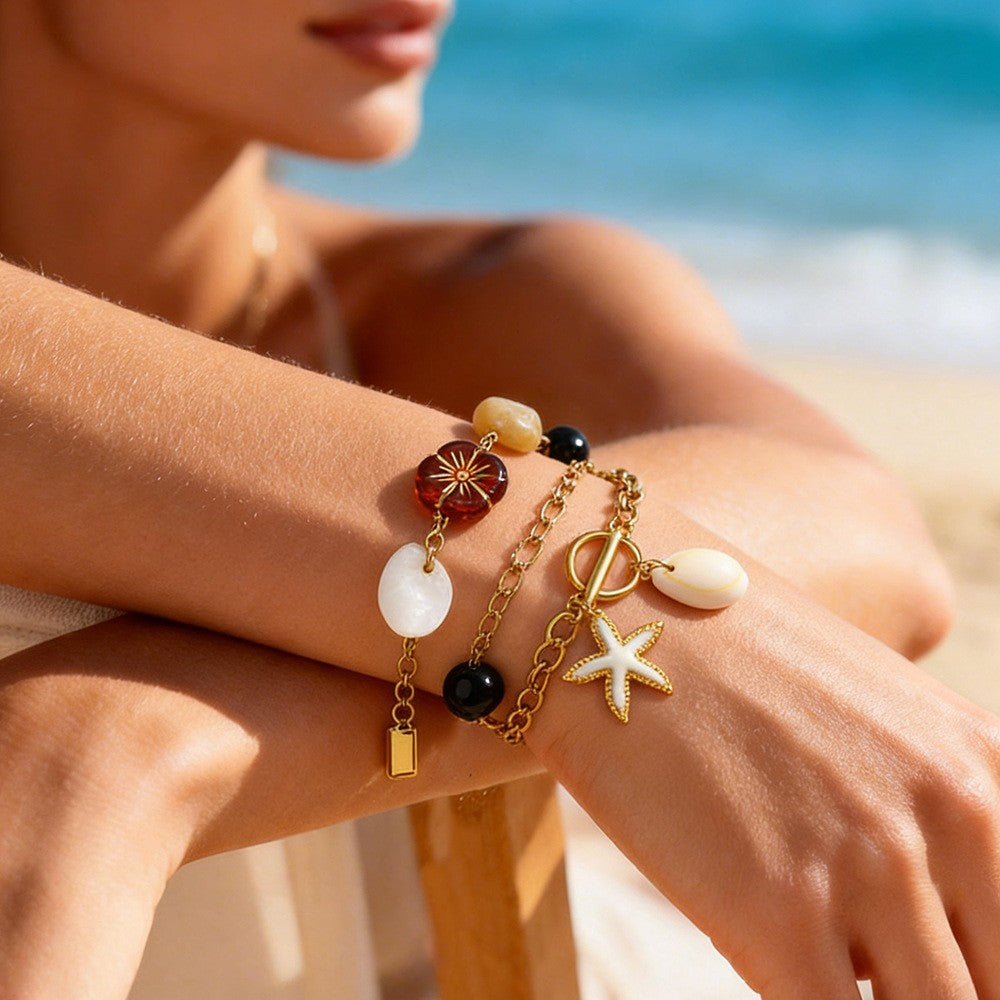 18k Boho Starfish Charm Bracelet