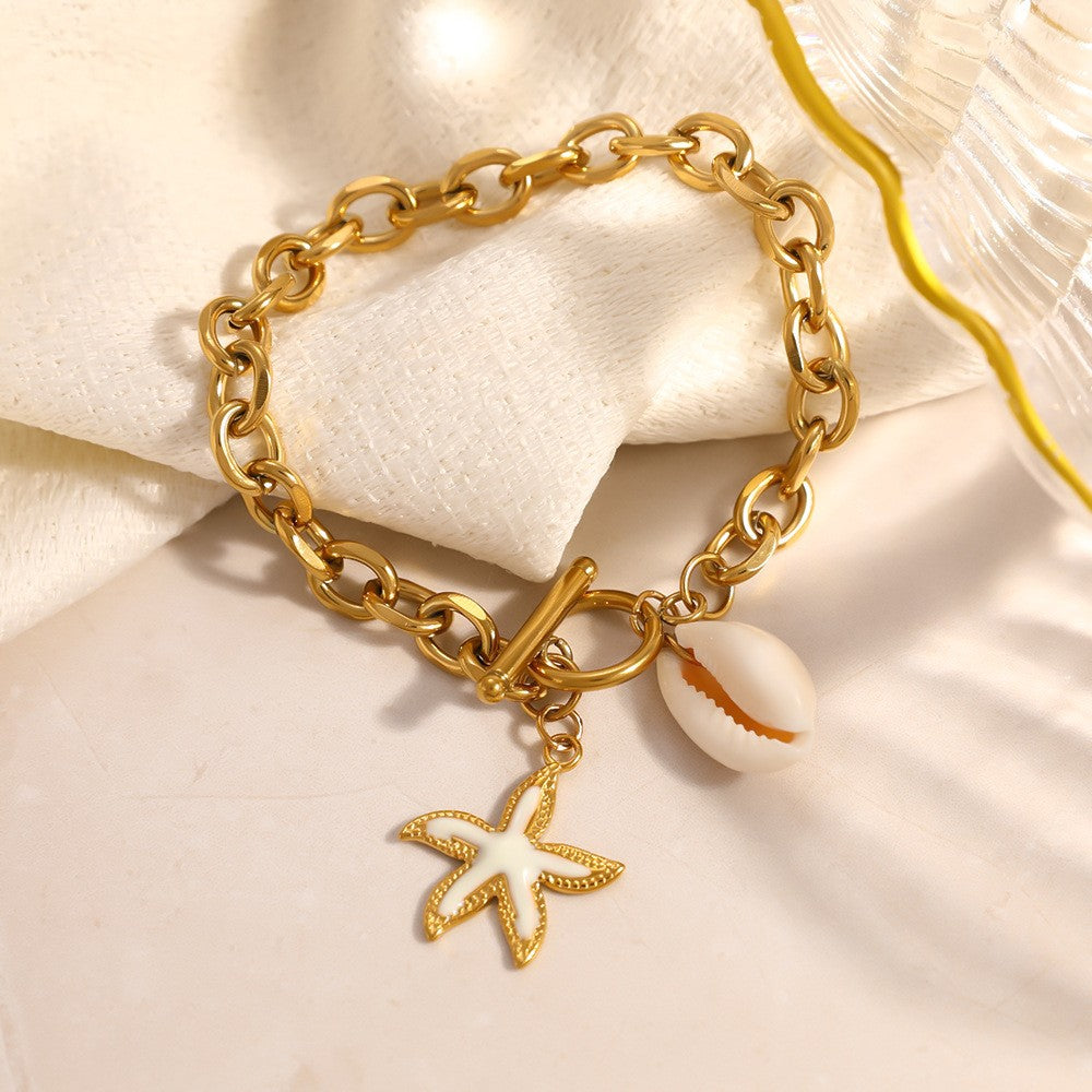 18k Boho Starfish Charm Bracelet