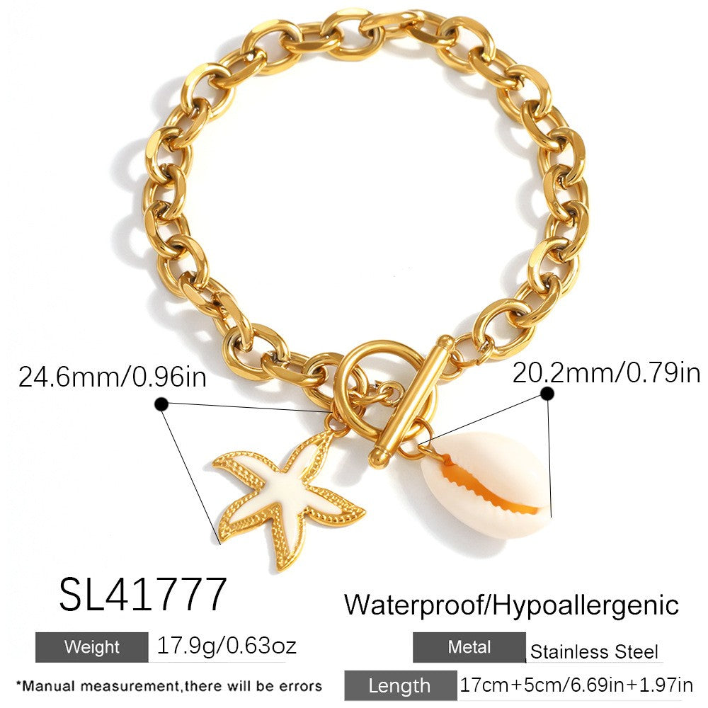 18k Boho Starfish Charm Bracelet