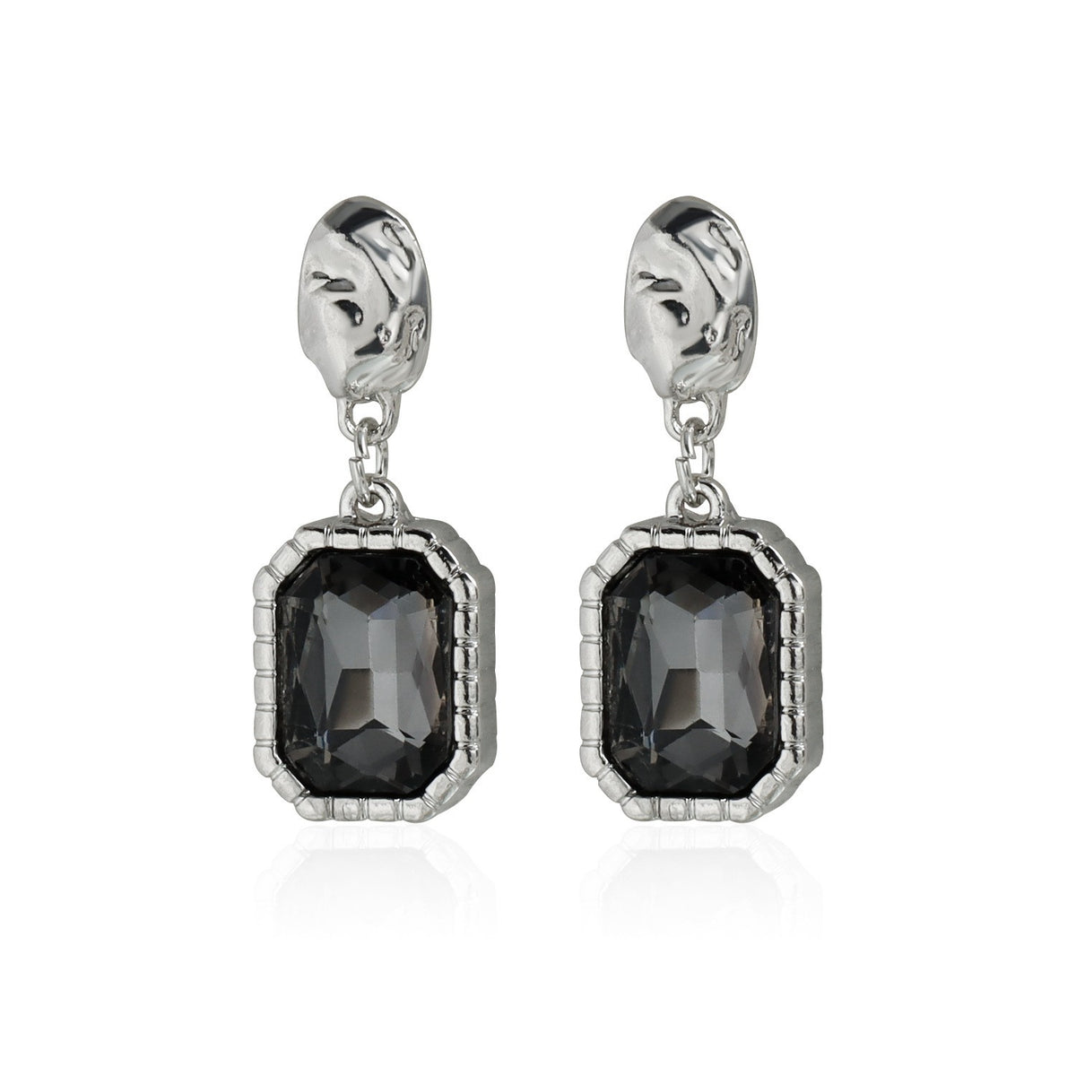 Classy Dark Square Crystal Necklace, Bracelet & Earring Set