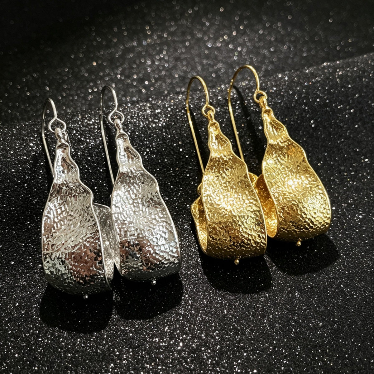 Vintage Inspired Textured Leaf Dangle Earrings