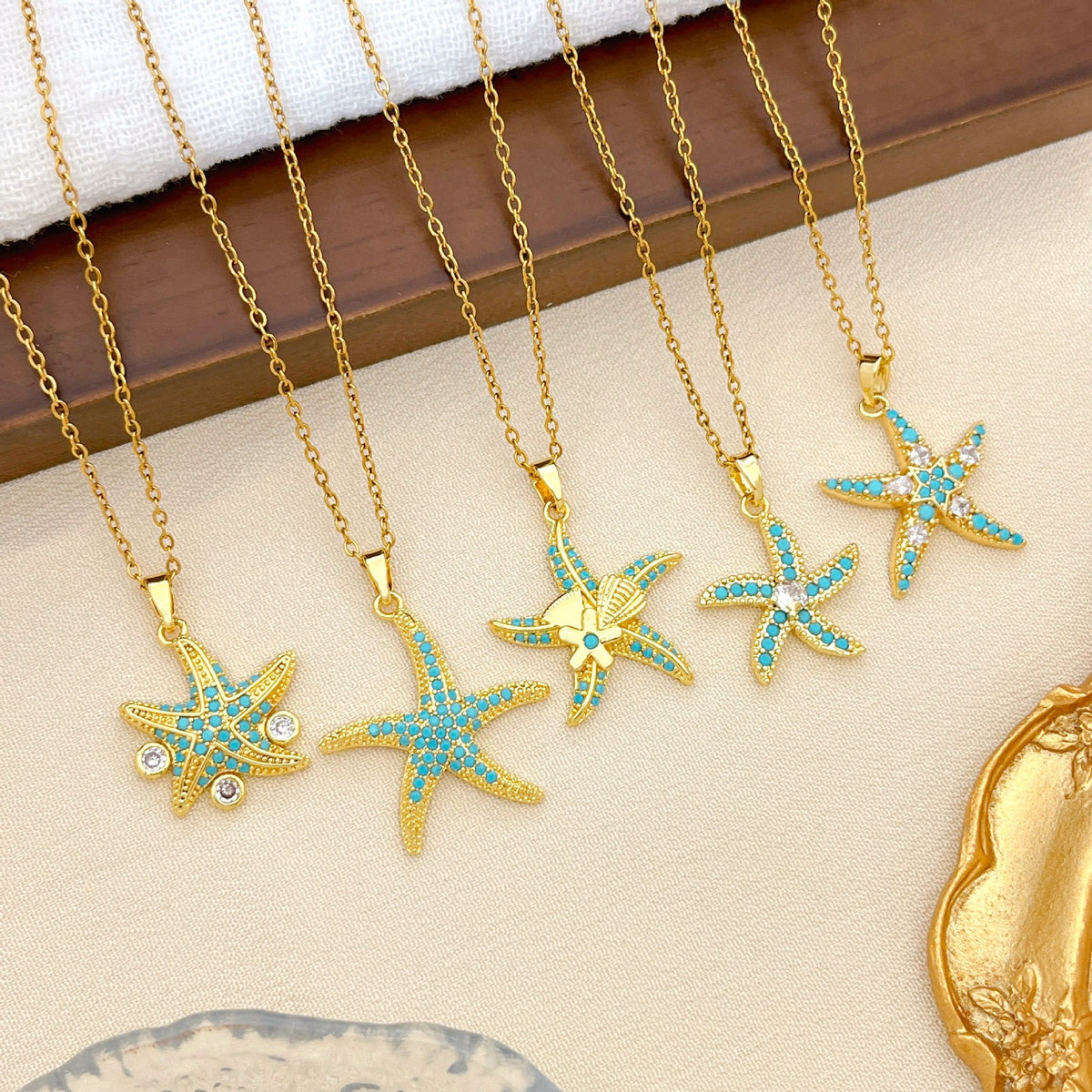 Dainty Turquoise Starfish Necklace