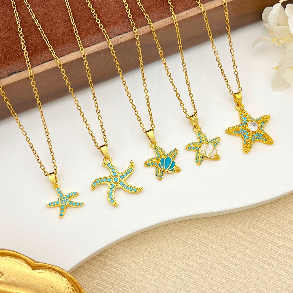 Dainty Turquoise Starfish Necklace