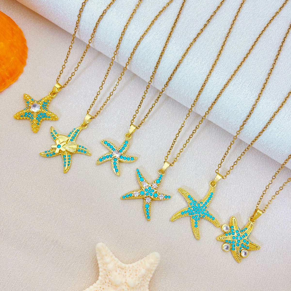 Dainty Turquoise Starfish Necklace