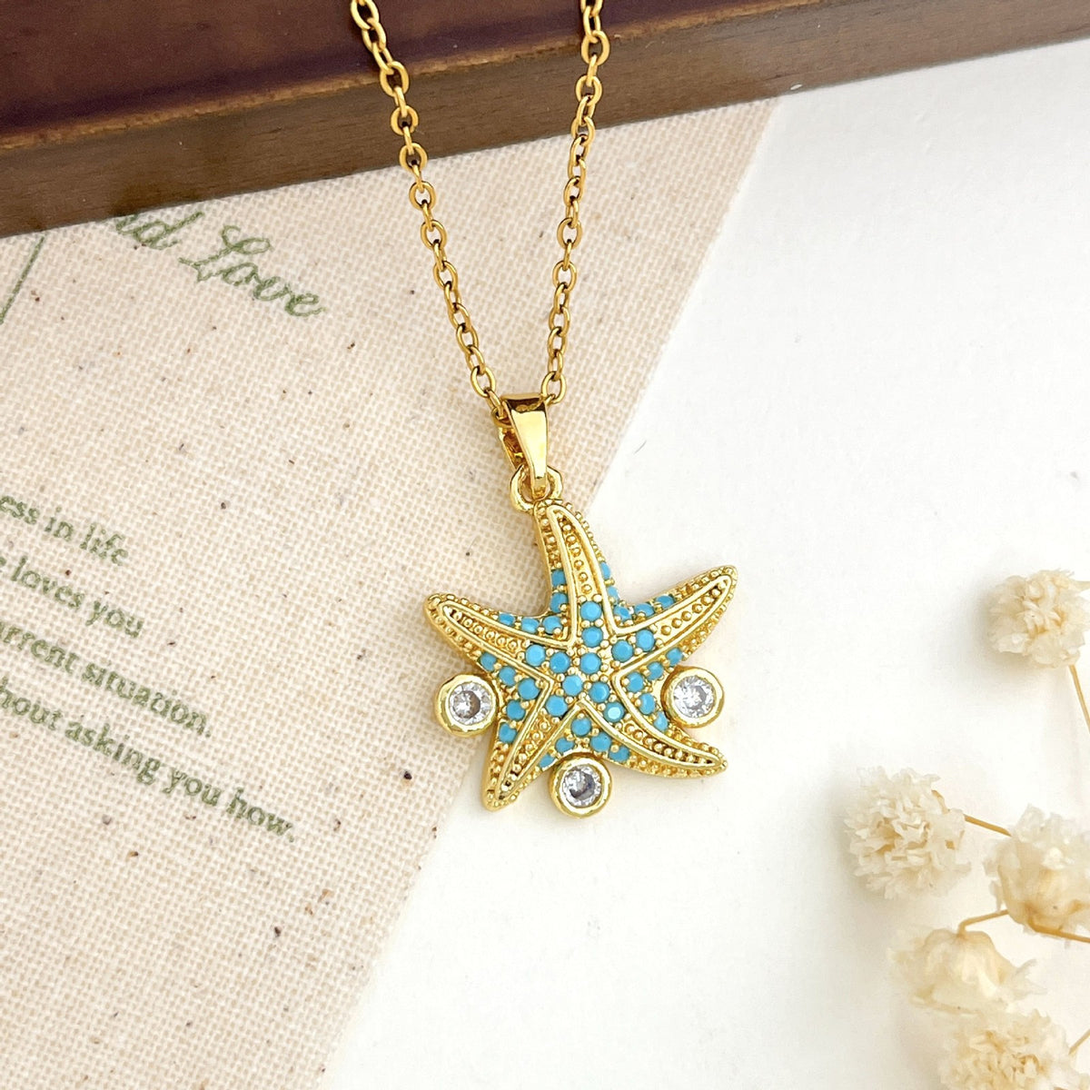Dainty Turquoise Starfish Necklace