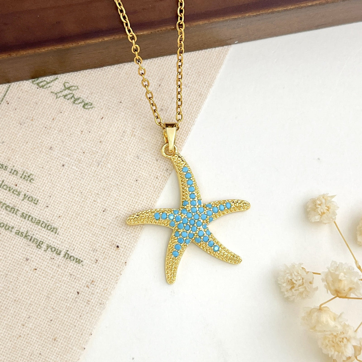 Dainty Turquoise Starfish Necklace