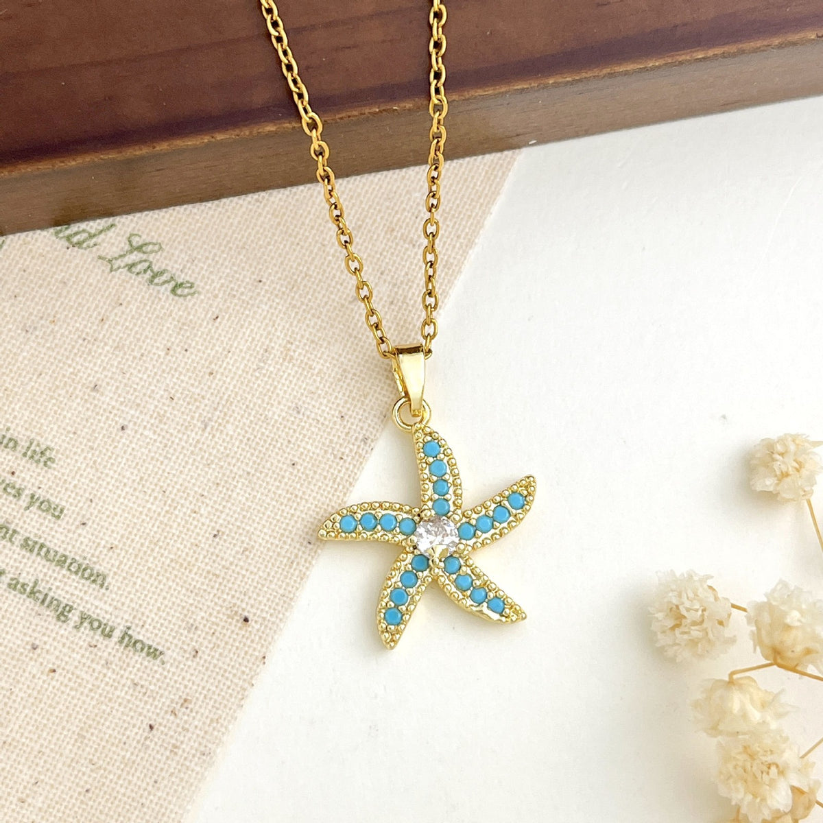 Dainty Turquoise Starfish Necklace