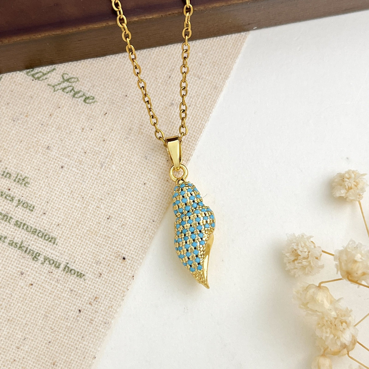 Dainty Turquoise Zircon Ocean Charm Necklace
