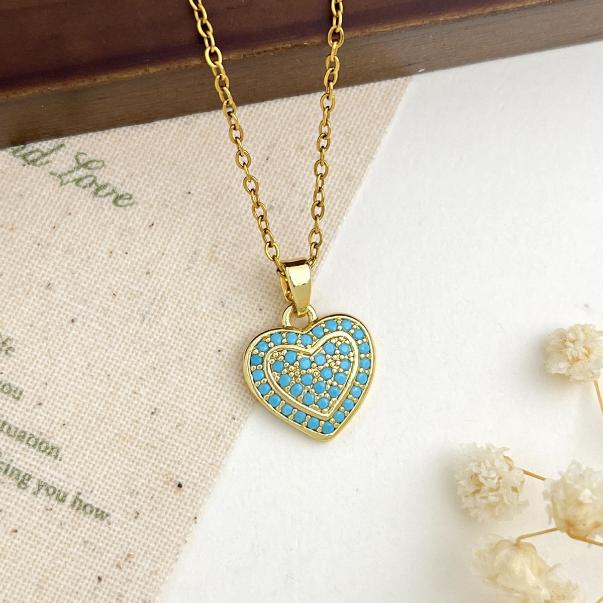 Dainty Turquoise Zircon Ocean Charm Necklace