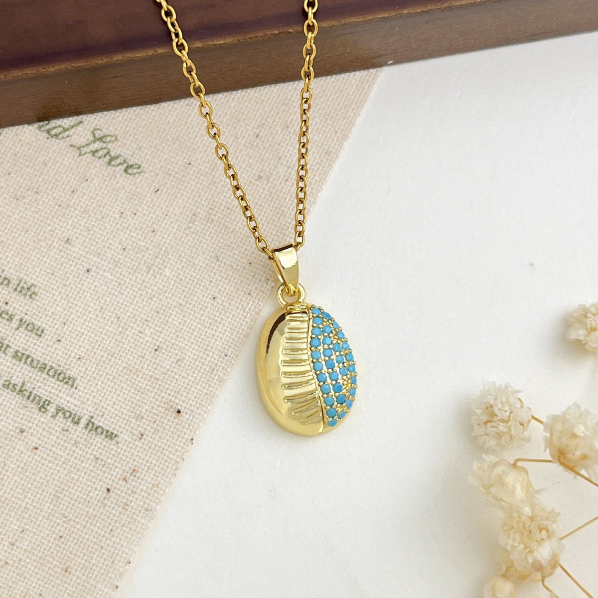 Dainty Turquoise Zircon Ocean Charm Necklace