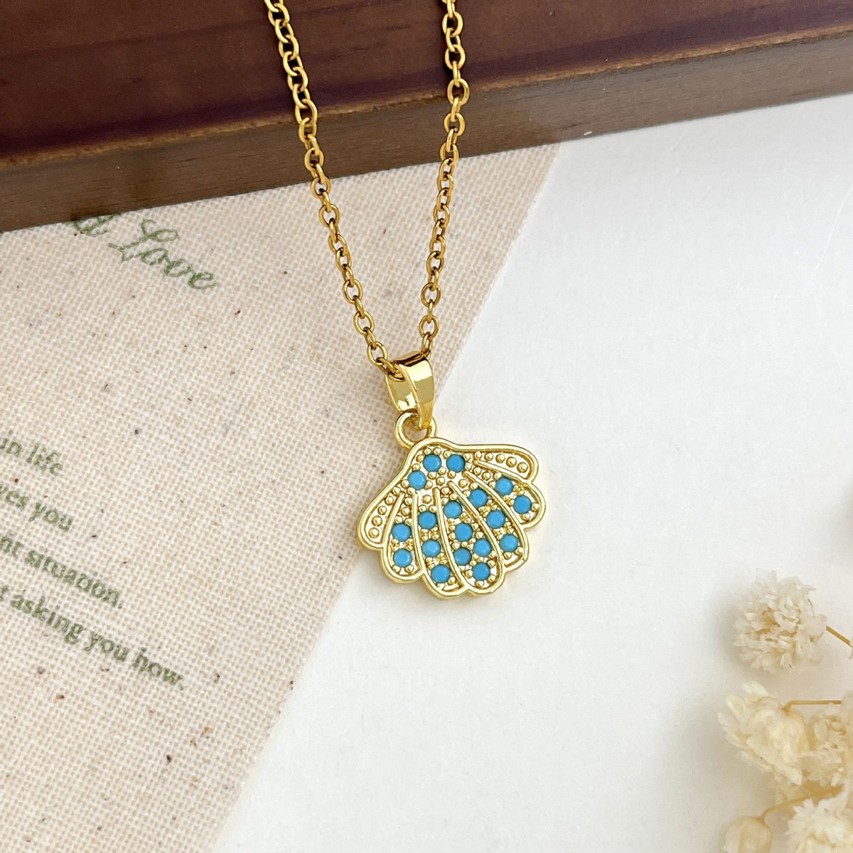 Dainty Turquoise Zircon Ocean Charm Necklace