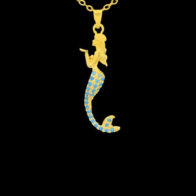 Dainty Turquoise Zircon Ocean Charm Necklace