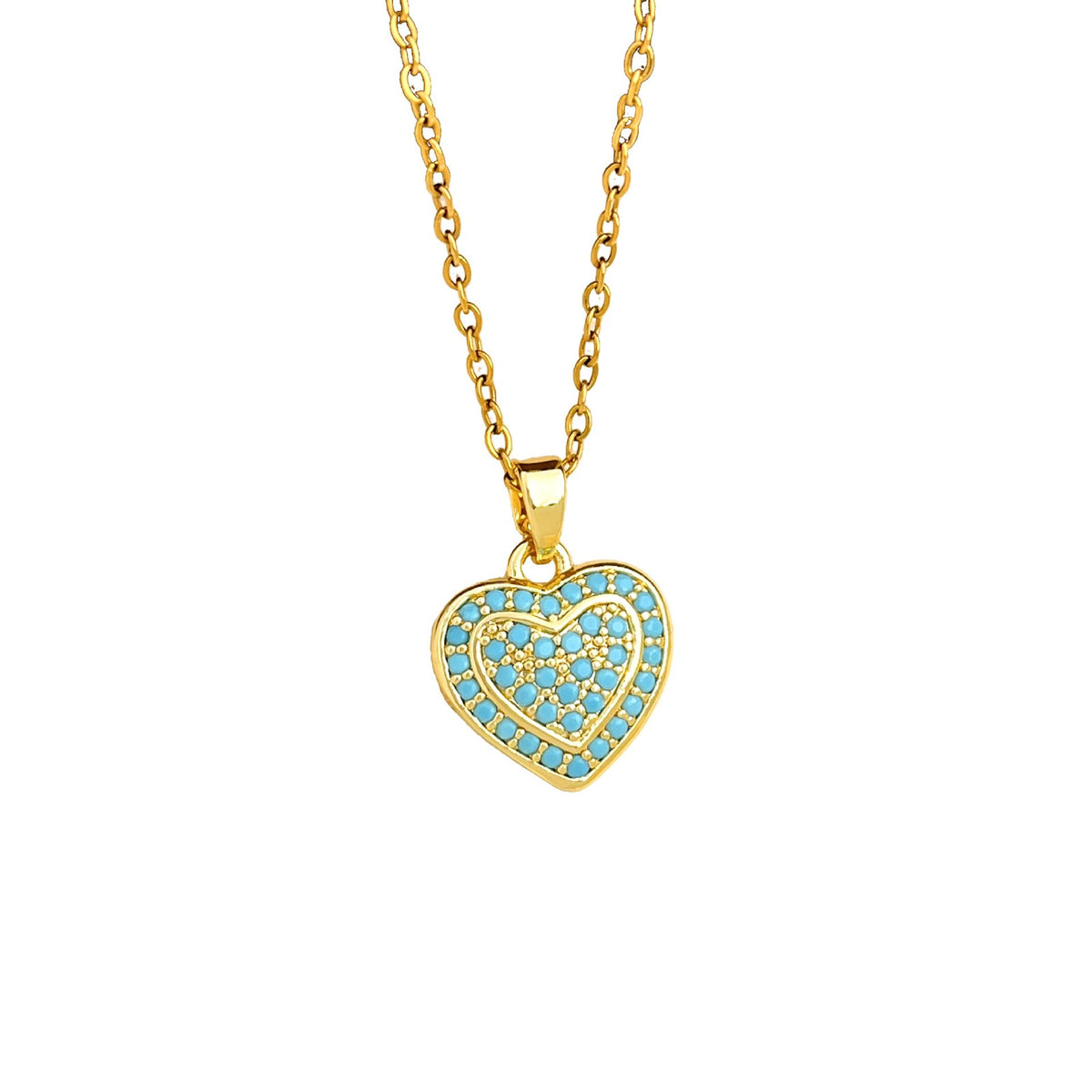 Dainty Turquoise Zircon Ocean Charm Necklace