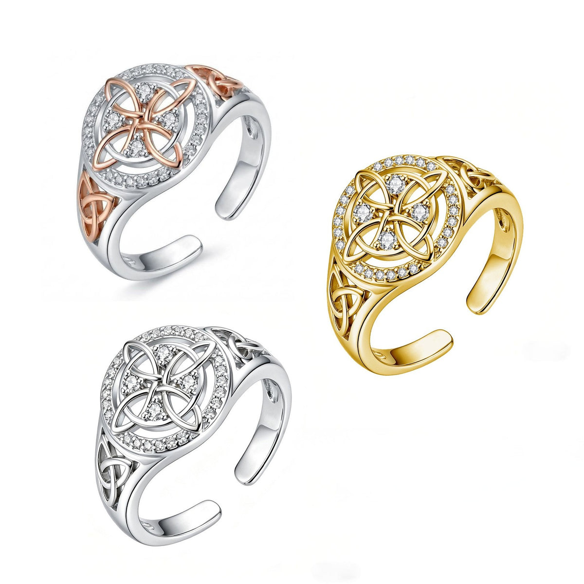 Classy Two-Tone Celtic Knot Open Ring