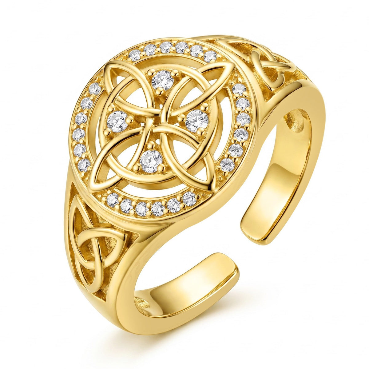 Classy Two-Tone Celtic Knot Open Ring