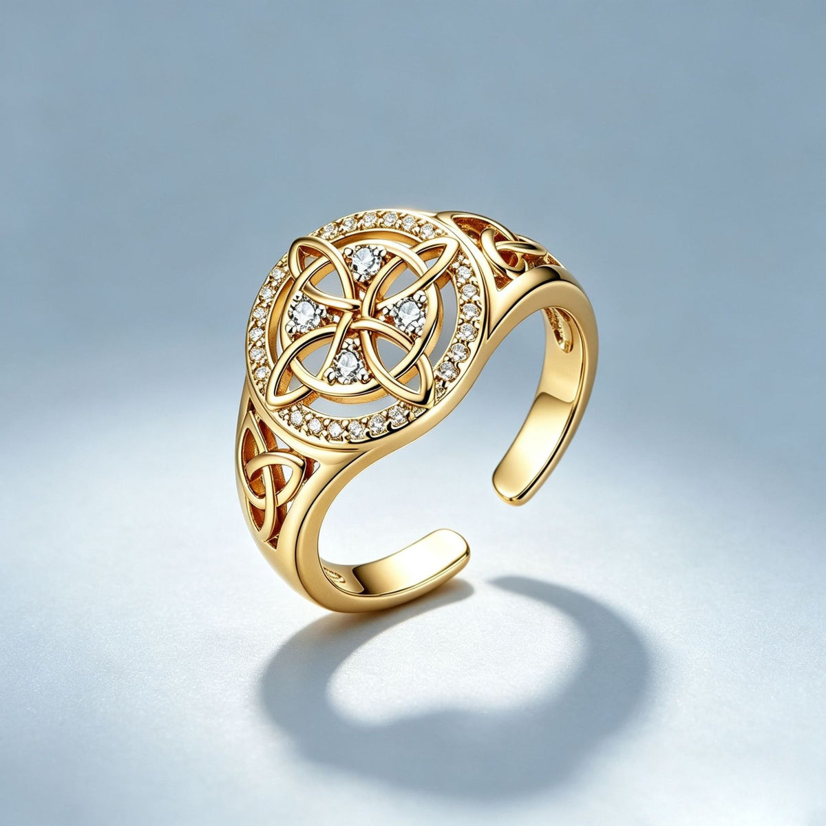 Classy Two-Tone Celtic Knot Open Ring